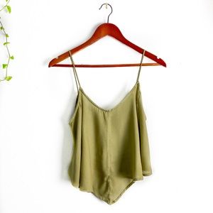 Free People Intimately Green Olive Flowy Tank